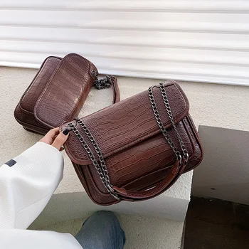 

Texture female fashion chain shoulder bag new winter 2019 Western style simple Messenger Bag