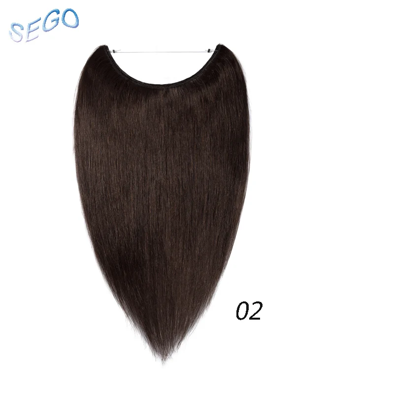 #2 SEGO 60g-80g 1"-24" Невидимая проволока распущенные волосы для удлинения, прямые бразильские non-реми парики из натуральных волос рыба линия волос - Цвет: #2