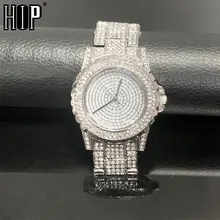 Для мужчин s Iced Out часы Роскошные Дата кварцевые наручные часы с Micropave CZ нержавеющая сталь хип-хоп часы для женщин мужские ювелирные изделия