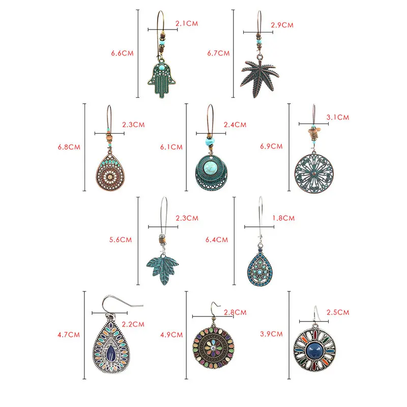 Drop Earrings Women Fashion Vintage Antique Copper Bronze 1 Pair