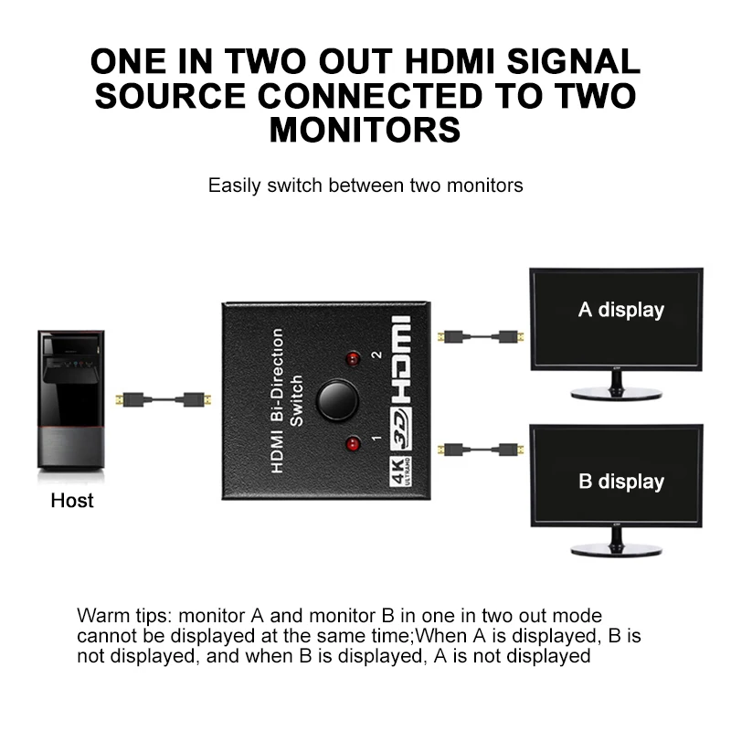 1080P HDMI Сплиттер 4K HDMI адаптер Поддержка 3D 1 в 2 выход или 2 в 1 выход двунаправленный коммутатор для DVD Mac ноутбука ТВ монитор и т. Д