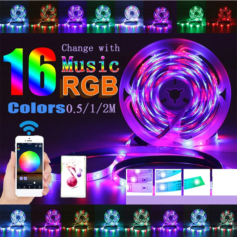 1 м/2 м управление USB Светодиодная лента светильник Bluetooth LED Лер RGB ТВ задний ing