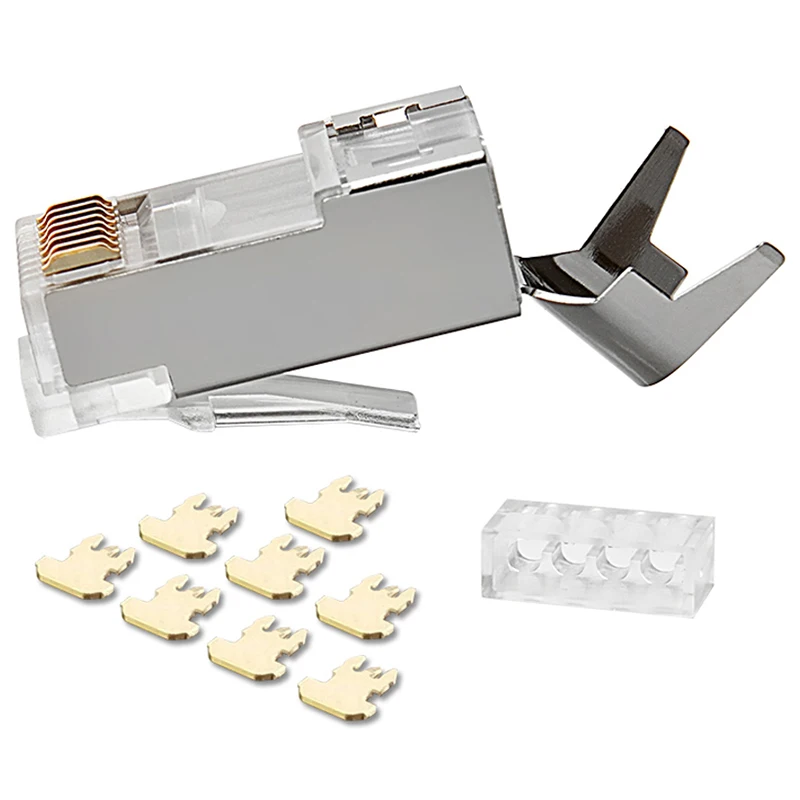 Rj45 разъем Rj 45 Ethernet Кабельный разъем Cat7 Cat6A 8P8C Stp экранированный Cat 7 сетевые терминалы 1,3 мм 50 шт