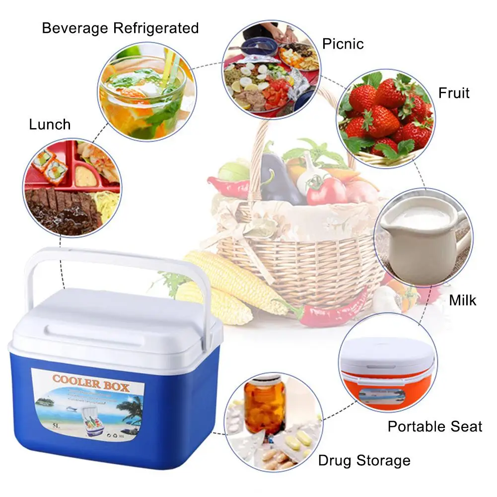 5L Outdoor Incubator Insulation Cooling Dual-use Box Portable Food Storage Box Car Cold Box Portable Travel Camping Cooler Box