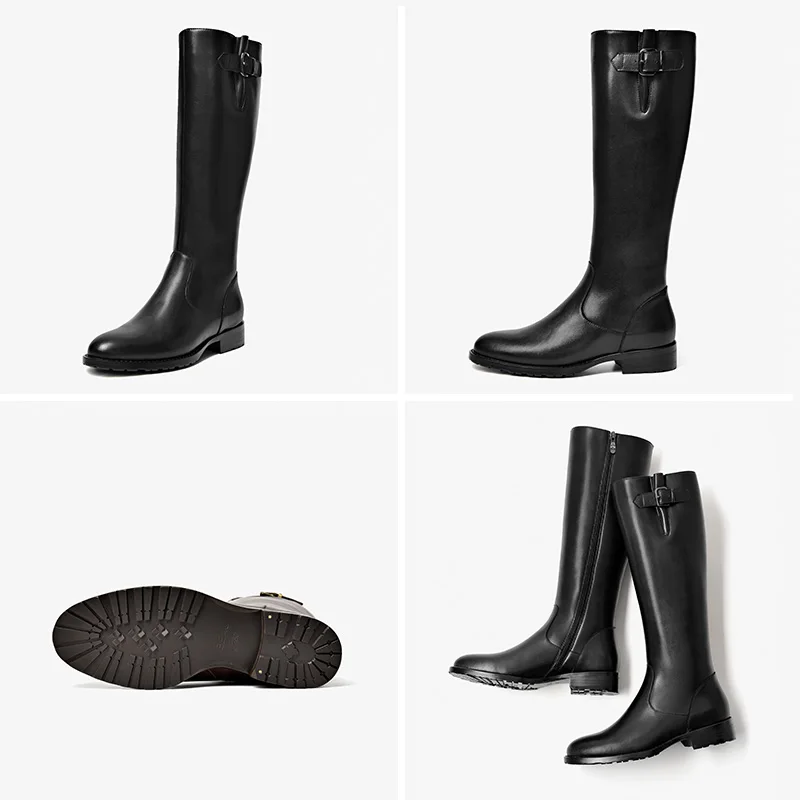BeauToday Long Boots Women Genuine Cow Leather Round Toe Zipper Closure Knee High Boots Winter Fashion Lady Shoes Handmade 01215
