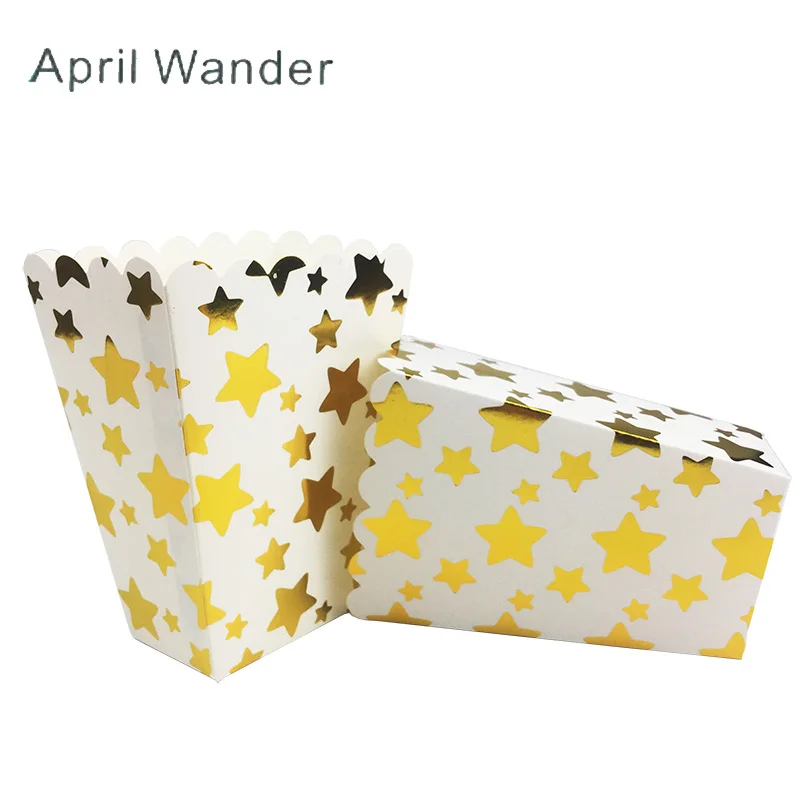 popcorn box 6pcs Золотые салфетки, чашки, тарелки, принадлежности для дня рождения, золотые одноразовые столовые приборы для дня рождения, украшения, вечерние сувениры - Цвет: popcorn box 6pcs