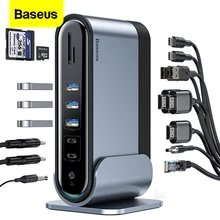 Baseus 17 in 1 USB C HUB Type C to Multi HDMI RJ45 VGA USB 3.0 2.0 with Power Adapter Docking Station for MacBook Pro USB-C Hub