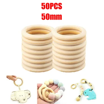 

50pc Wooden Lead-Free Natural Wood Connectors Circles DIY For Jewelry Making Baby Teething Ring Kids Toy Ornaments Accessories