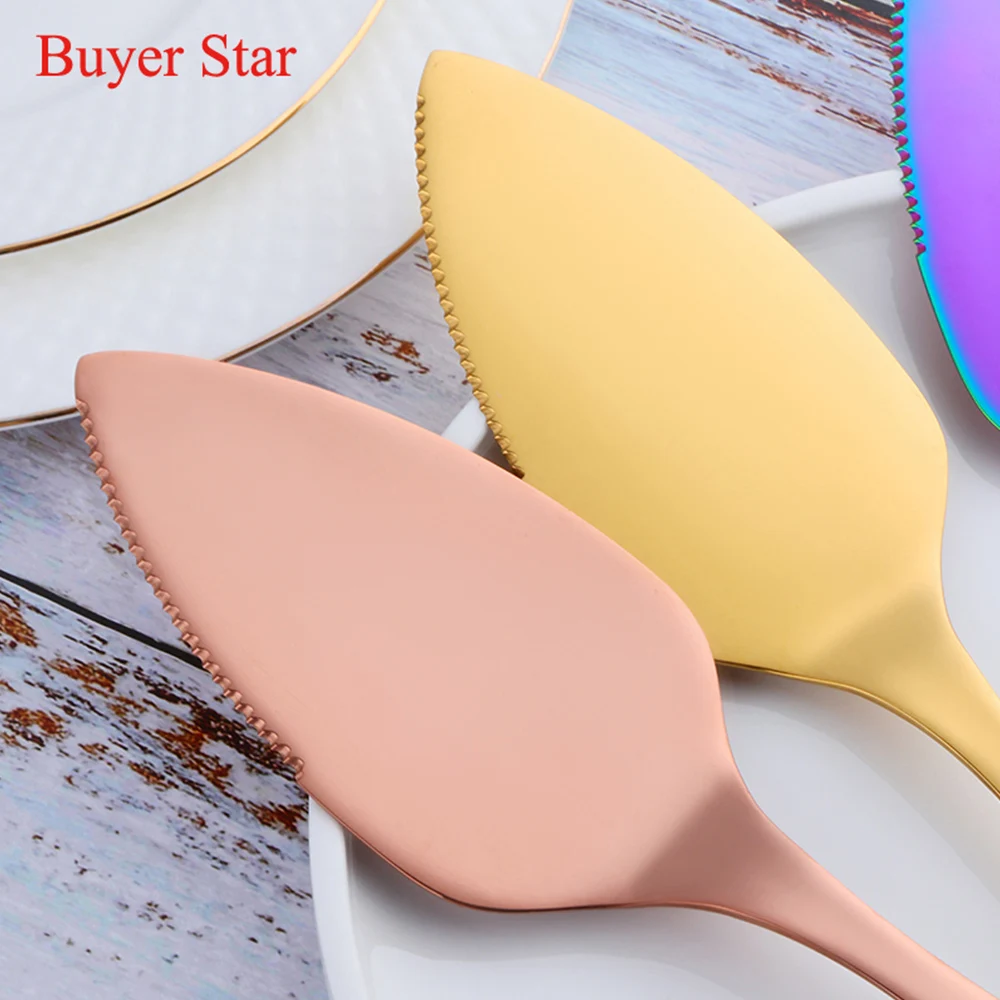 2PCS/Set Cake Shovel Cutter Stainless Steel Cheese Pizza Pie Pastry Spatulas with Server Gold Bread Knife Baking Cooking Tools