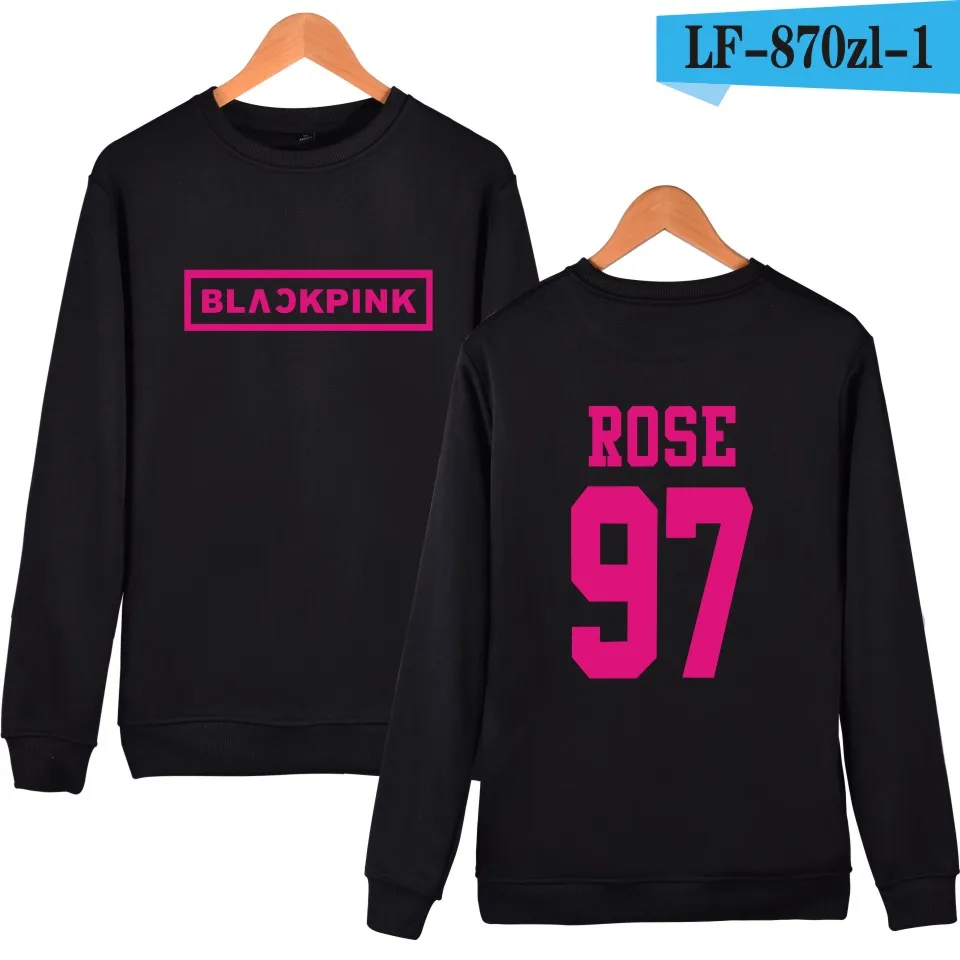 Black Одежда для девочек в Корейском стиле группы Blackpink толстовки кофты Женская обувь черного, розового цвета в стиле Харадзюку Толстовка Camisas Feminina KPOP одежда с принтом Blackpink - Цвет: Black