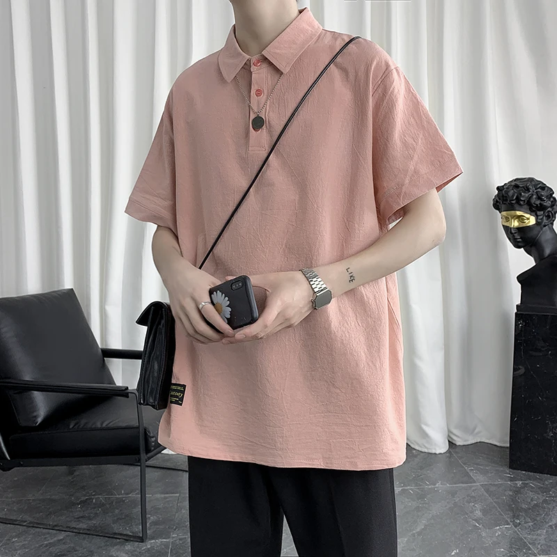 

M-5XL Plus Size Men's Classic Fit Short Sleeve Solid Soft Cotton Polo Shirt Plain Color Summer Stretwear Clothing Korean Fashion
