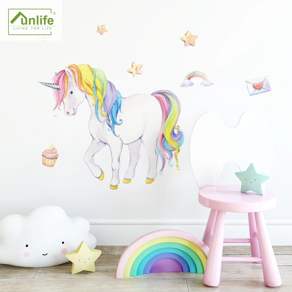 

Funlife® Rainbow Unicorn Living Room Wallpaper Removable Wall Stickers Children Bedroom Nursery Decorative Backsplash Wall Decal