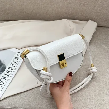 

Frosty wind white armpit bag French bag female niche bag French shoulder bag semicircle saddle bag women leather handbags
