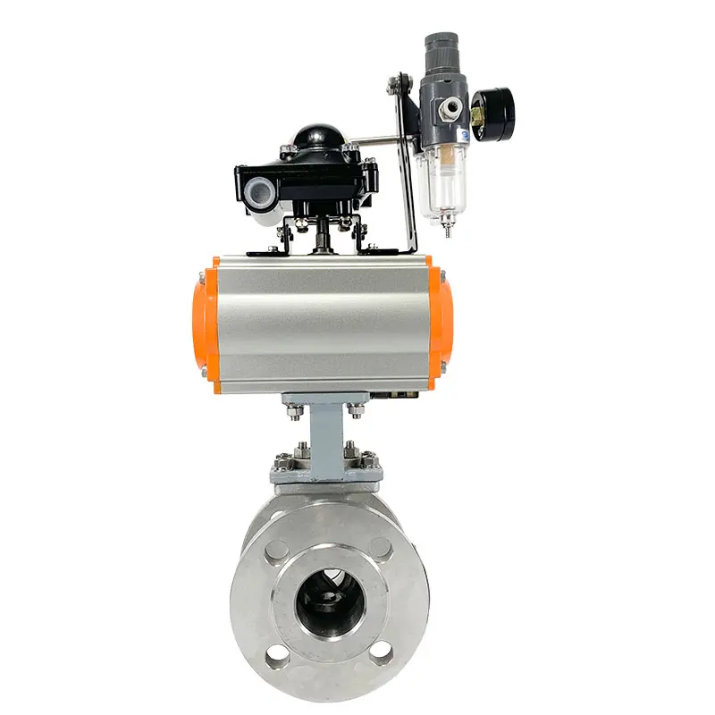 

Pneumatic V-shaped ball valve QV647H stainless steel steam adjustment pulp particle hard seal flange shut-off valve