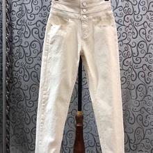 Новинка года; сезон осень-зима; женские джинсы с пуговицами на талии; 1216