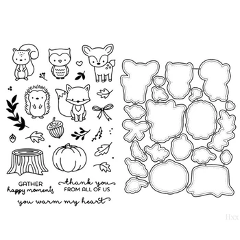 

New Cute Cartoon Animals Metal Cutting Dies And Clear Stamp Set For DIY Scrapbooking