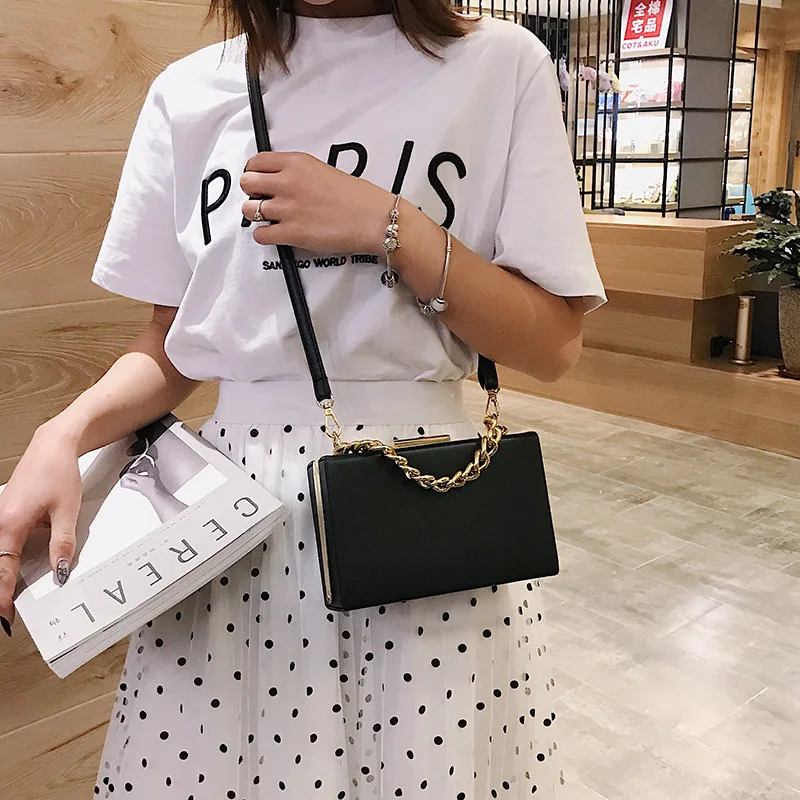 

JIULIN New box on 2019 oblique satchel simple one - shoulder bag portable Korean version fashion chain bag.