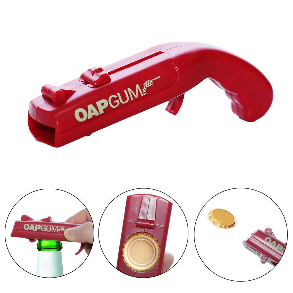 Portable Cap Gun Creative Flying Cap Launcher Bottle Beer Opener Bar Tool Drink Opening Gun Shaped Bottle Lids Shooter Red Gray|Openers| - AliExpress