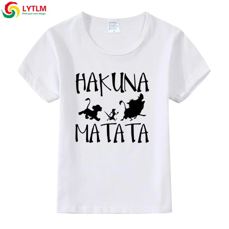LYTLM Roi футболки с изображением Льва для девочек хакуна матата Топ подростковая одежда футболка Дети Moletom женское Inverno дети топы для девочек - Цвет: DX LYCRA White