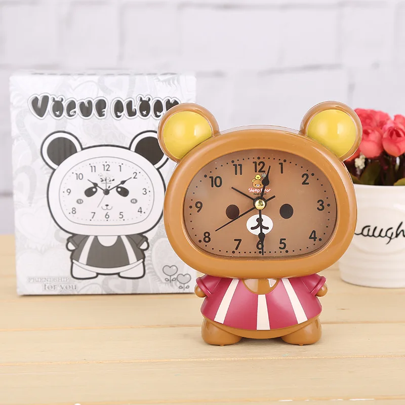 Teddy bear Творческий уютный Прованс Розовые Носки с рисунком медведя из мультика бесшумные часы-будильник иглы часы с режимом включения по таймеру Функция настольные часы орнамент