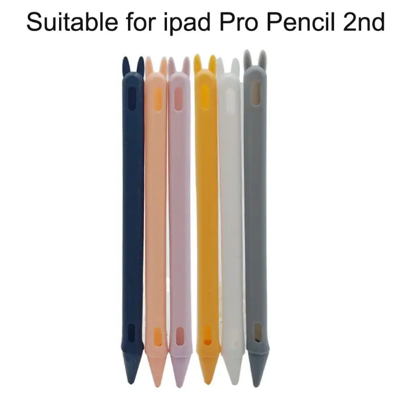 

Cute Rabbit Ear Anti-scroll Soft Silicone Protective Sleeve Pouch Case Skin Nib Cover for Apple i-Pad Pro Pencil 2nd