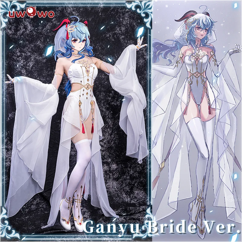 Ganyu Bride Ver. Косплей эксклюзивное разрешение UWOWO X Ailish: Genshin Impact Fanart Платье-костюм |