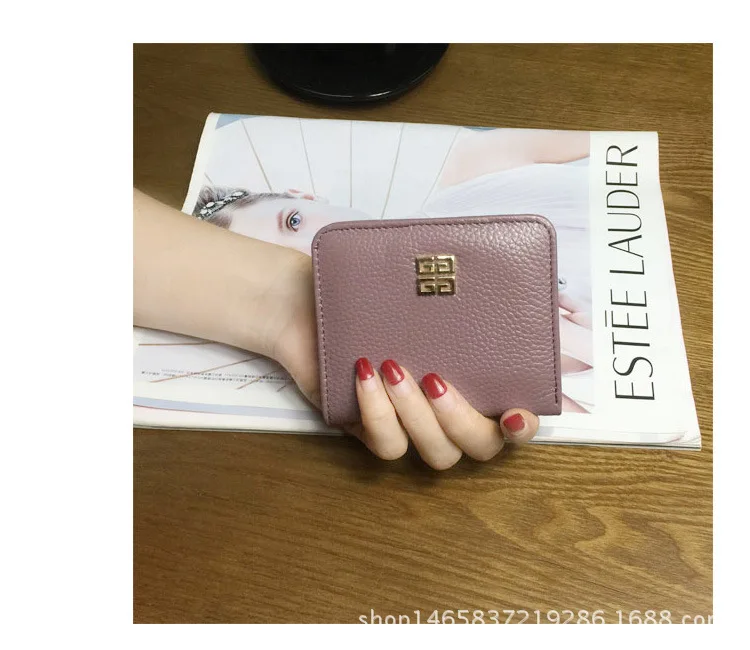 Европейский и американский кожаный складной короткий кошелек женский ультратонкий кошелек для монет простой верхний слой кожаный кошелек