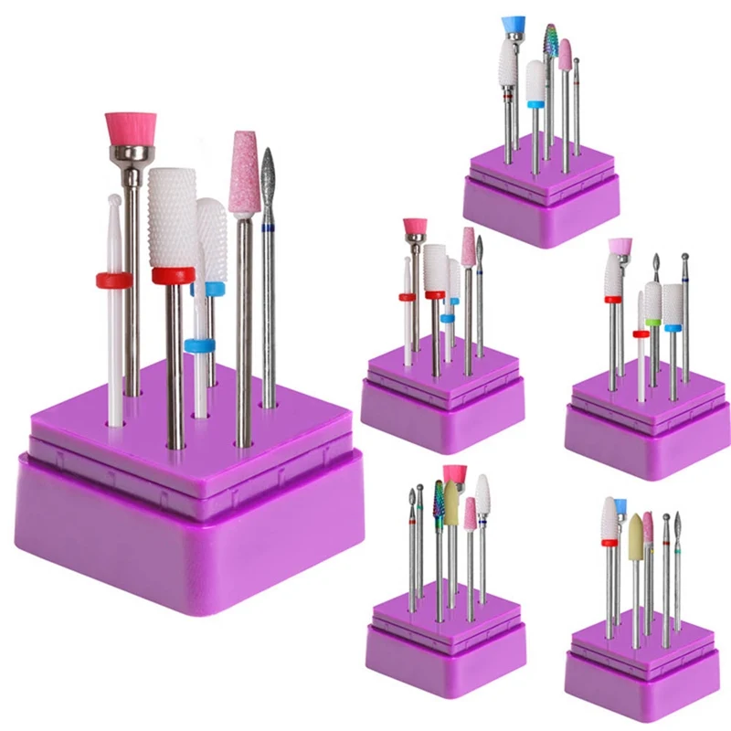 7 шт керамический Радужный набор сверл для ногтей, фреза для маникюра, педикюра, аппарат для маникюра, стальной песок, алмазные фрезы для ногтей