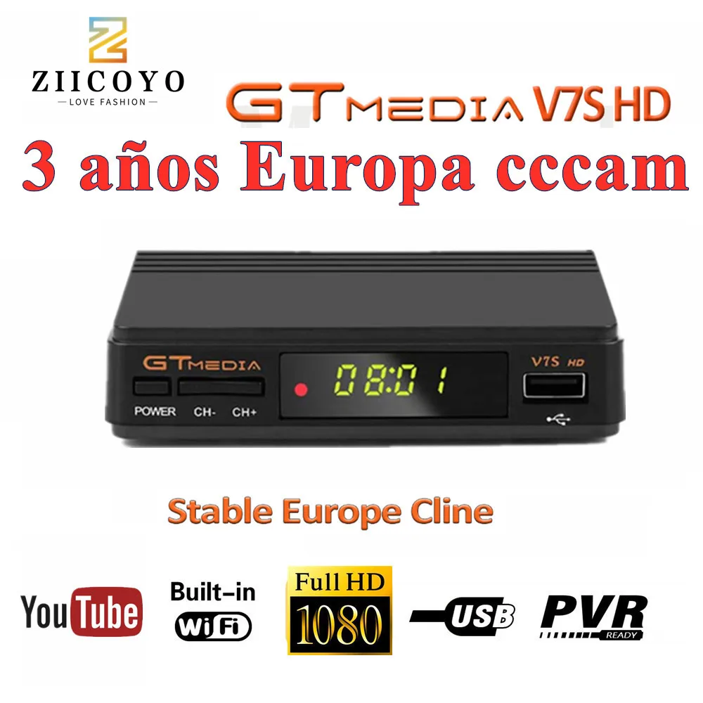 

Freesat v7 hd Satellite Receiver gtmedia v7s Decoder free Europe Cline for 3 Year CCCAM 1080P HD Spain Portugal poland Channels