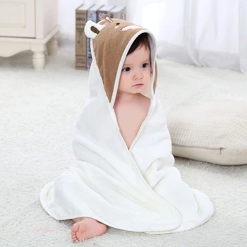 

Cute Cartoon Little Cow Styling Cloak Bath Towel Combed Cotton Infant Hooded Cape Cloak Soft And Breathable Baby Towel Newborn