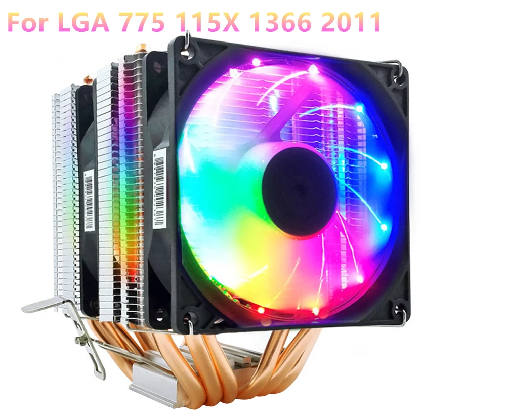 

6 heat-pipes RGB CPU Cooler radiator heat sink 2 Fans Cooling 3PIN 4PIN For Intel 1150 1151 1155 1156 1366 2011 AMD AM2/AM3/AM4