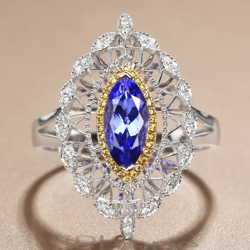 

QTT Luxury Jewelry Princess Created Blue CZ Engagement Ring for Women Crown Silver Color Ring