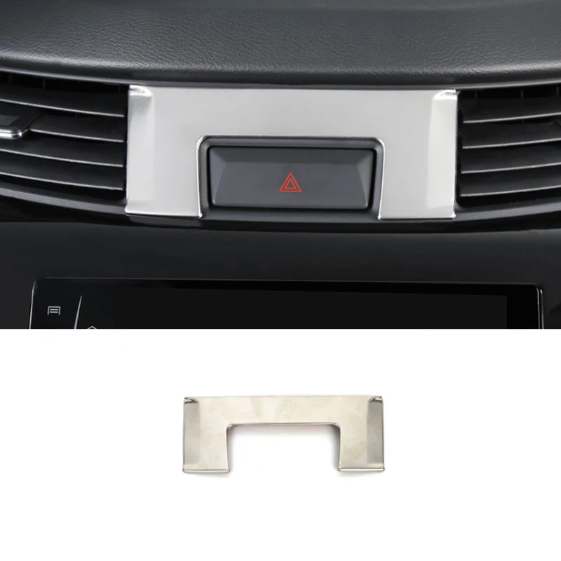 

For Nissan Navara 2017-2020 Stainless Silvery Car Interior Emergency Light Lamp Switch Warning Button Cover Trim accessories