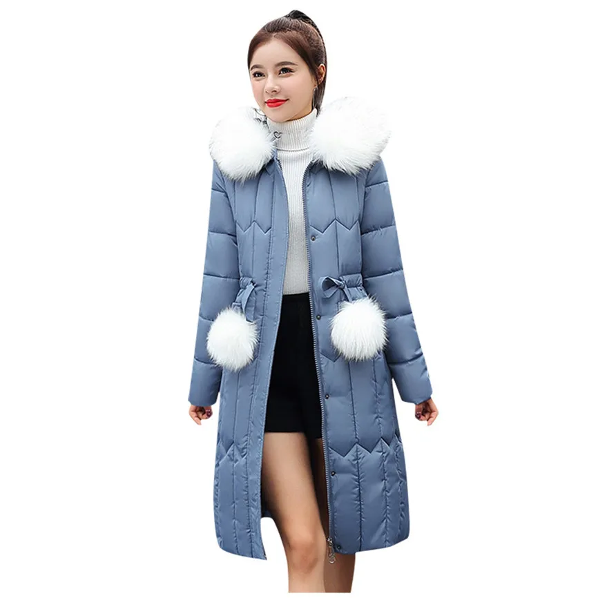 Blue Женские куртки ультра легкий женский зимний теплый с капюшоном толстый искусственный мех теплый тонкий удлиненный верхний жакет пальто зимняя куртка для женщин - Цвет: Blue