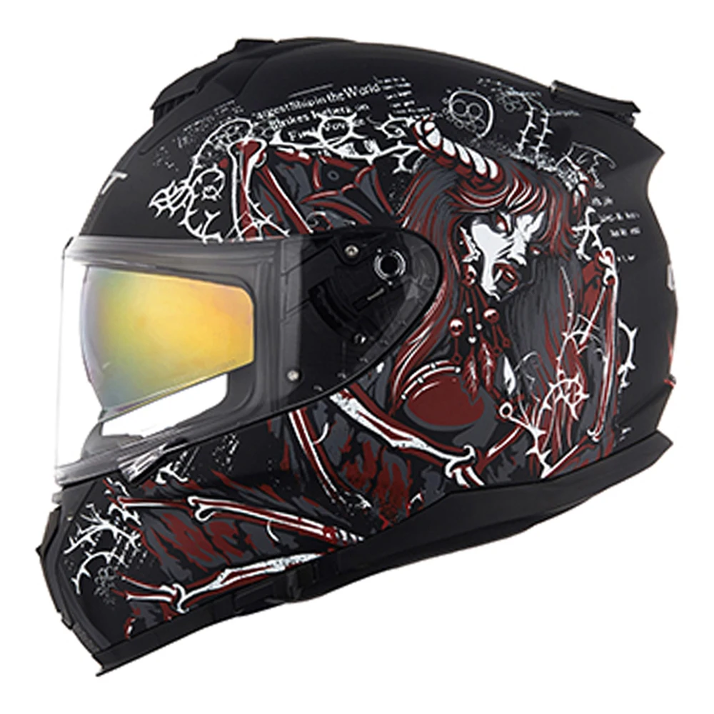 Black Red Motorcycle Helmet Motorbike Dual Lens Full Face Helmet Anti-fog Lens Biker Riding Moto Helmets Racing Crash Helmet