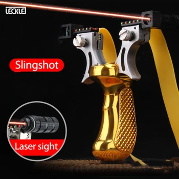 

Hunting Resin Slingshot with Laser Light Sight Level with Flat Rubber Band Powerful Sling Shot Bow Outdoor Hunting Shooting