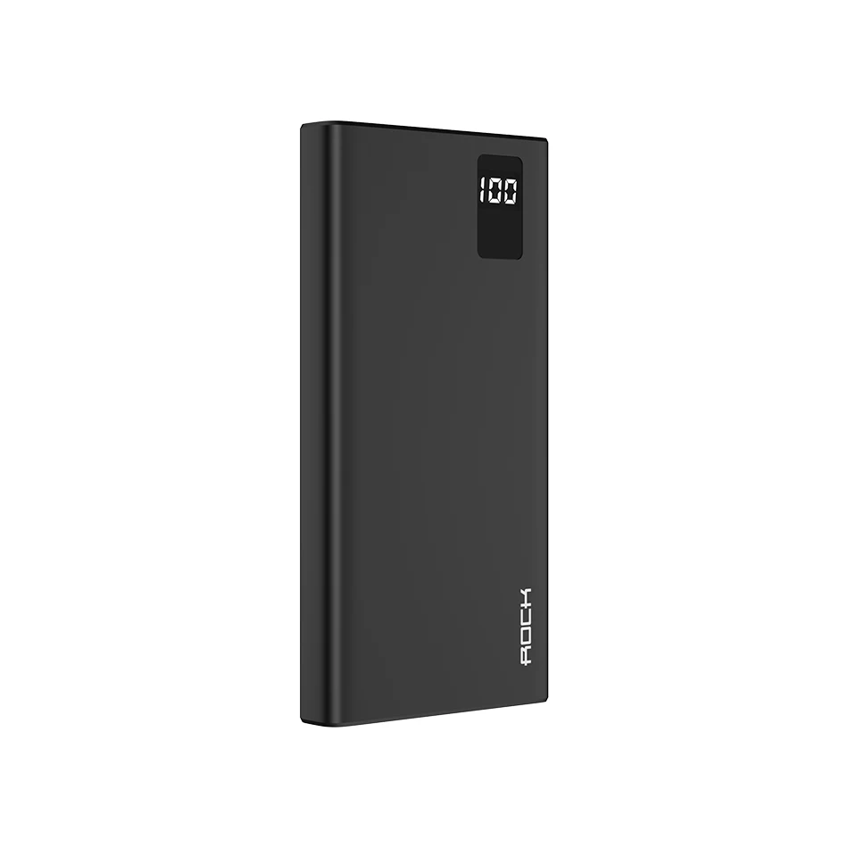 ROCK power Bank 10000 мАч для Xiaomi Mi, iPhone, samsung, портативная быстрая зарядка, внешняя батарея, power bank, зарядное устройство для телефона, повербанк - Цвет: Черный