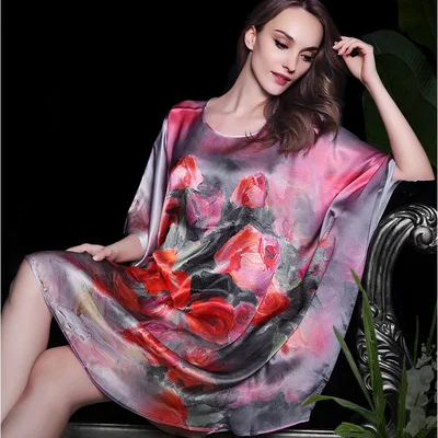 19 مللي متر 100% التوت الحرير قمصان النوم للنساء ملابس خاصة الحرير فستان سهرة طويل نايتي ريال حجم كبير السيدات بيجامة من الحرير 100 كجم