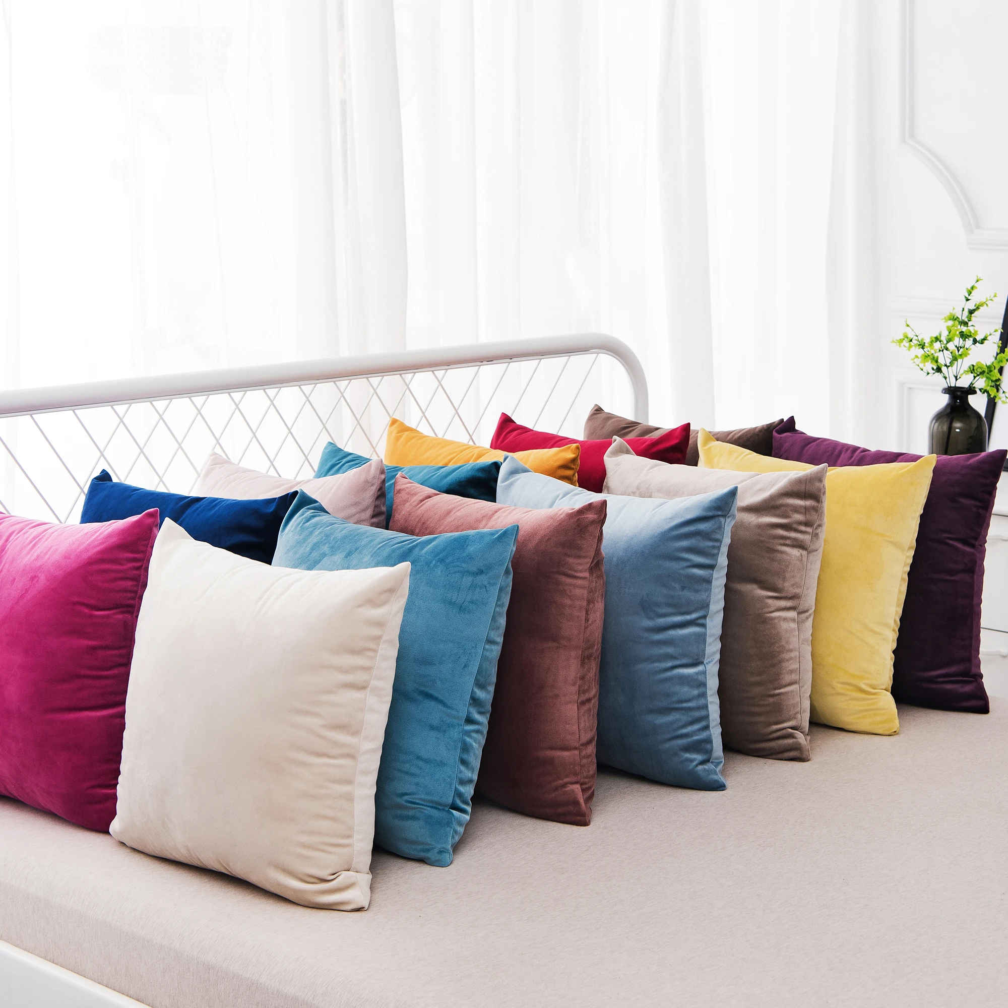 Pillow-Case Cushion-Cover Cover-Decoration Sofa Velvet Solid-Color Throw Home for Car