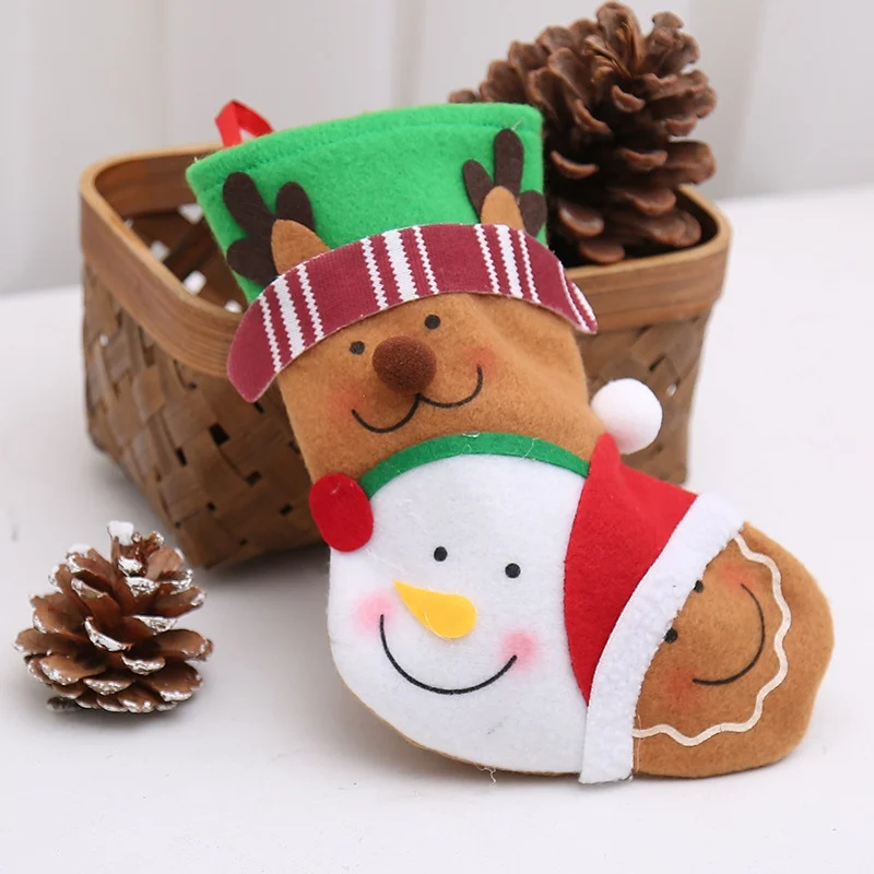 Рождественские чулки, милый Санта-Клаус, снеговик, олень, конфета, Подарочный пакет для рождественских украшений
