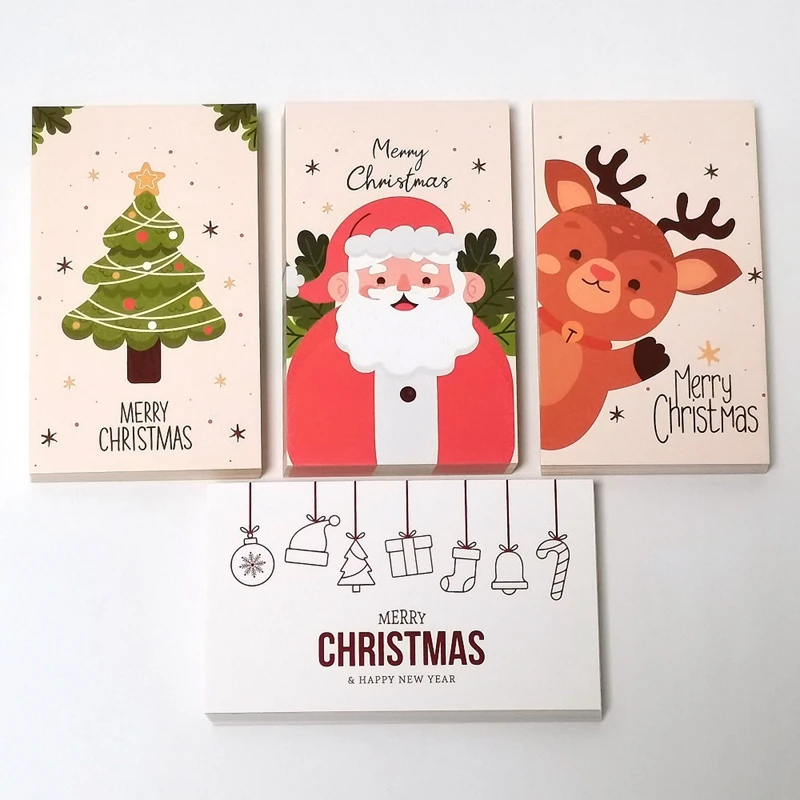 Christmas Card Design 2022 50Pcs Merry Christmas Gift Cards Greeting Card Christmas Tree Stickers Cute  Design For 2022 New Year - Cards & Invitations - Aliexpress