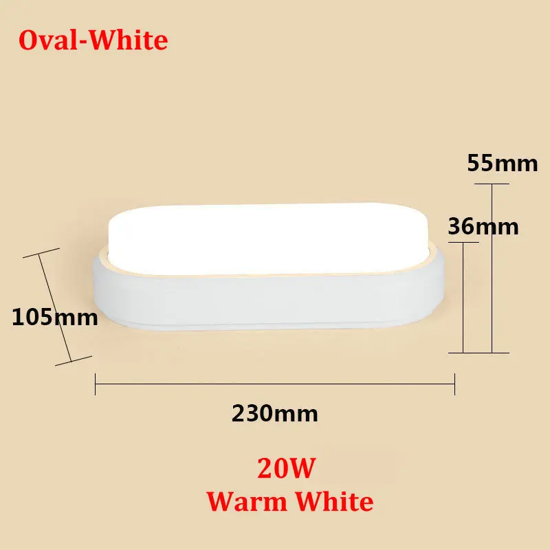 Large Warm white Высокая Яркость Водонепроницаемая потолочная лампа для ванной черный белый круглый Овальный открытый балкон вход крыльцо сад светильник светодиодный - Цвет корпуса: Large Warm white