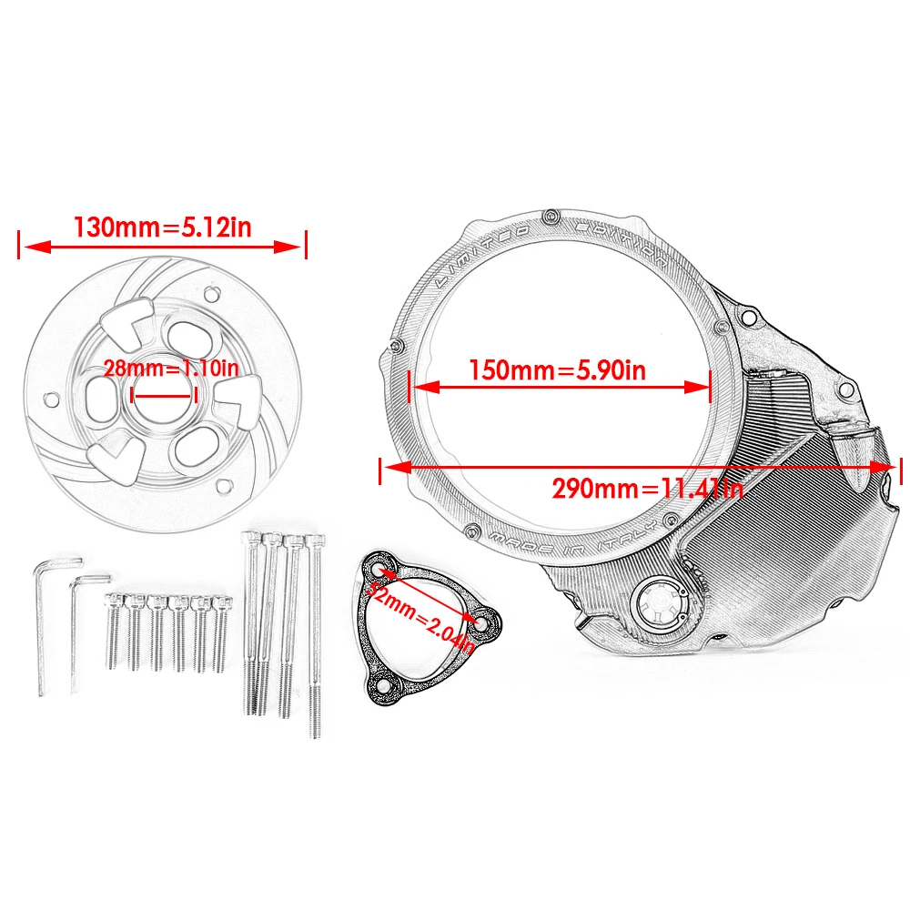 Racing Clear Clutch Cover & Spring Retainer For Ducati X Diavel 1200  X-Diavel XDiavel 1260 2016 - 2020 2017 2018 2019