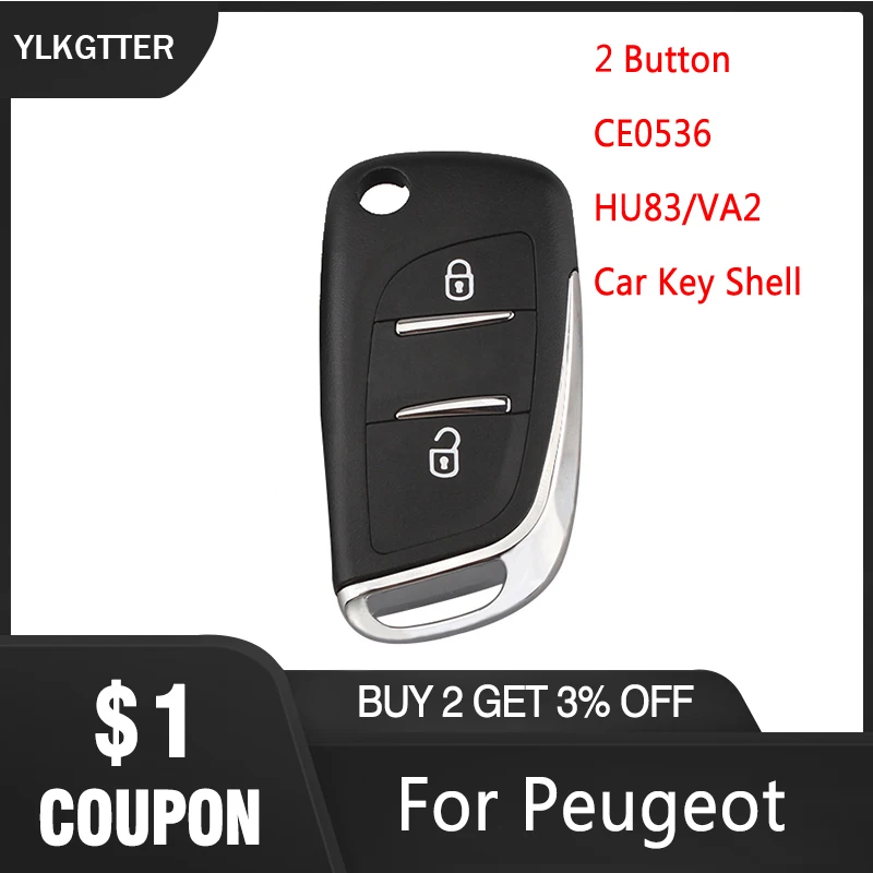 

YLKGTTEER 2 Button Upgrade Version Car Key Shell for Citroen C4 C2 Peugeot 306 407 408 607 Replacement Key Case CE0536 VA2/HU83