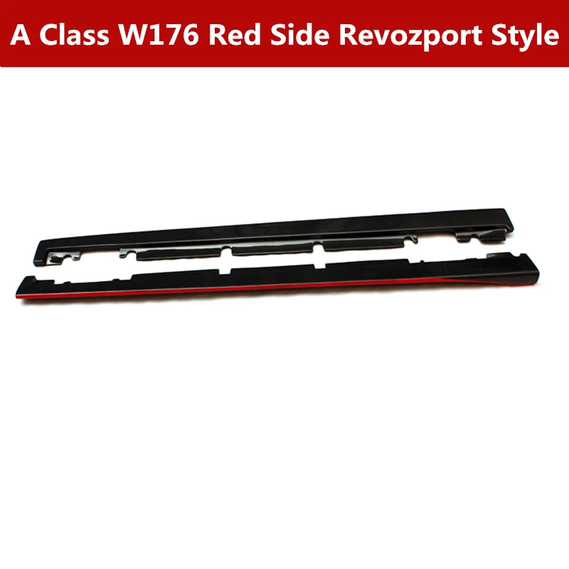 Red side R Style Пара для benz A Class W176 углеродное волокно автомобиля боковая юбка подходит рокер сплиттеры крылья Winglet диффузор Профессиональный auo аксессуары - Цвет: Red side R Style