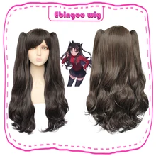Ebingoo Fate Stay Night Tohsaka Rin парик Fate Grand Order Синтетический Косплей парик черный длинный прямой парик с зажимом двойной конский хвост