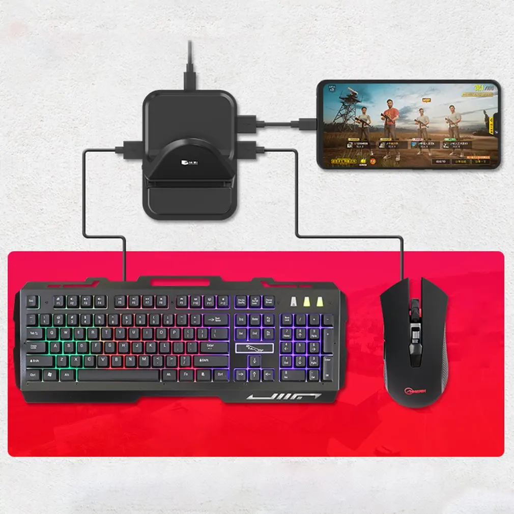  GAMWING for PUBG Mobile phone Game Controller Dual USB Ports Mouse and Keyboard Battledock Converte