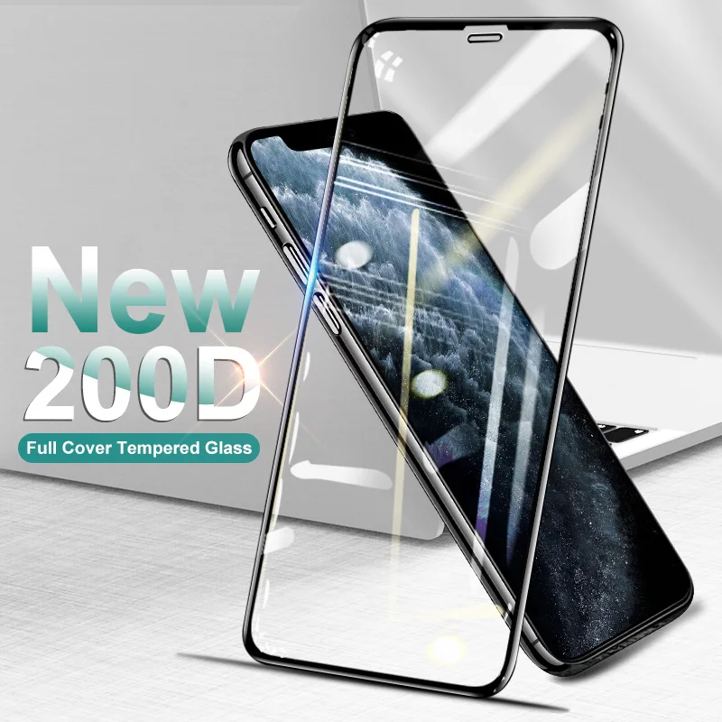 

200D Curved Full Cover Protective Glass On The For iPhone SE 11 Pro Max X Xs Tempered Screen Protector iPhone XR 8 7 Plus Glass