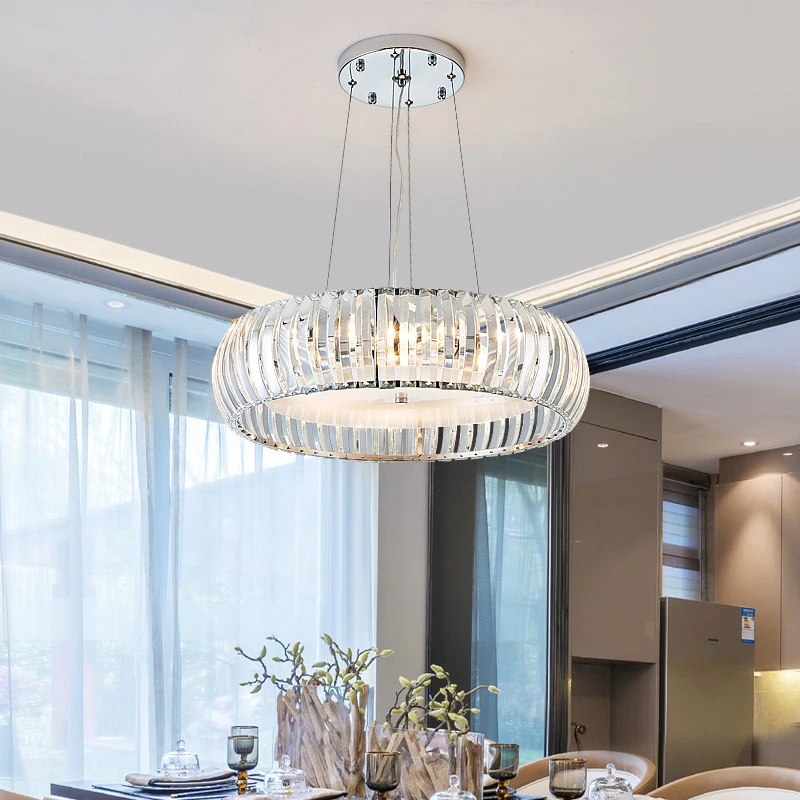 Современный круглый Стекло светодиодный подвесной светильник ing хром Гостиная Led