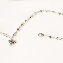 Винтажный серебряный тибетский серебряный полый Слива маленький цветок ноги украшения персик в форме сердца ножной браслет браслеты AliExpress стиль